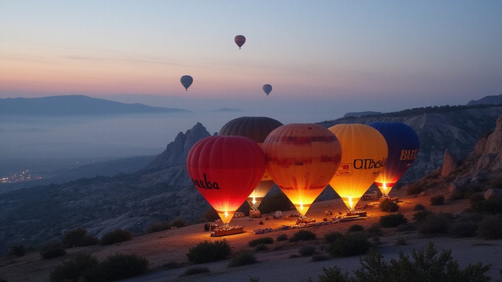 early morning balloon preparation